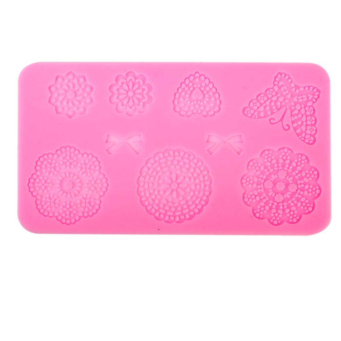 Crofta Silicone DIY Fondant Cake Lace Sugar Craft Mat Cake Texture Mold -Pink