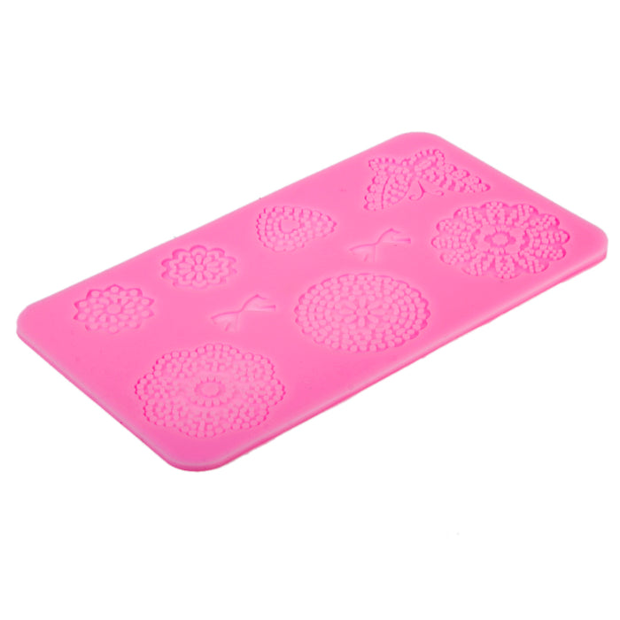 Crofta Silicone DIY Fondant Cake Lace Sugar Craft Mat Cake Texture Mold -Pink