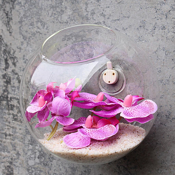 Crofta Transparent Ball Shape Wall Hanging Vase Bottle Plant Flower Decor Home Office Living Room Garden Supplies DIY  4.13 inch