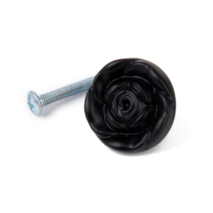 Crofta 1 x Black Rose Cabinet Drawer Door Furniture Knob Handle Pull Hardware