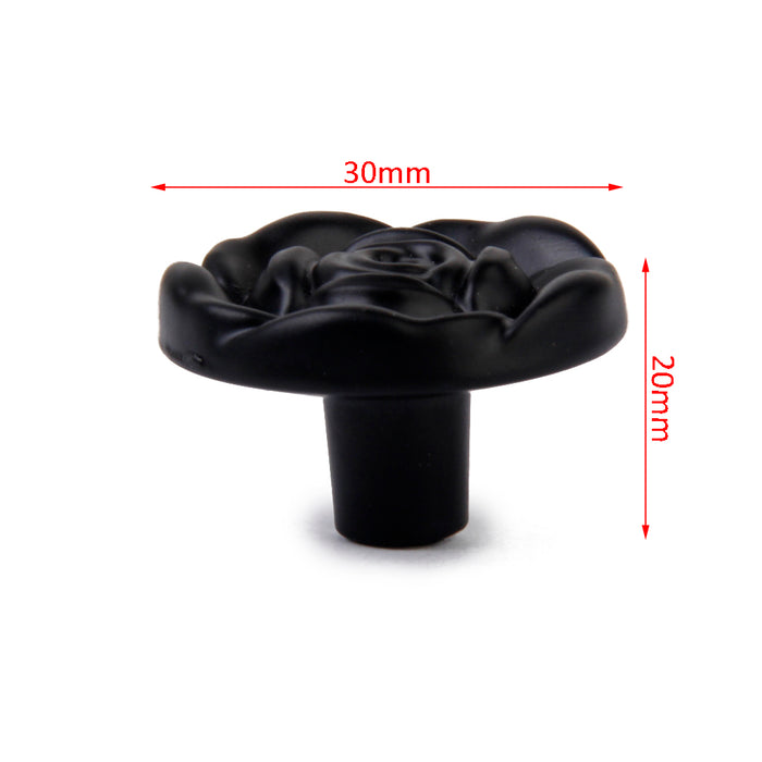 Crofta 1 x Black Rose Cabinet Drawer Door Furniture Knob Handle Pull Hardware