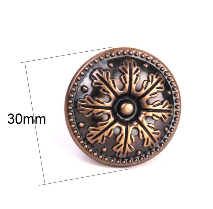 Crofta 10x Classical Round Decorative Cabinet Door Drawer Pull Handle Knob Copper