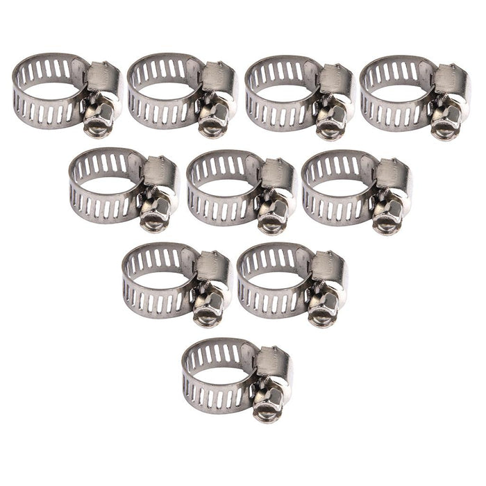 Crofta 10Pcs Adjustable Fuel Petrol Pipe Hose Clips Stainless Spring Clamp 8-12mm