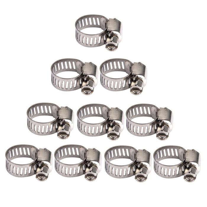 Crofta 10Pcs Adjustable Fuel Petrol Pipe Hose Clips Stainless Spring Clamp 8-12mm