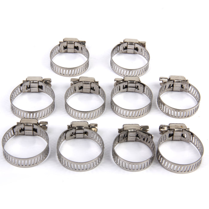 Crofta 10xAdjustable Fuel Petrol Pipe Hose Clips Stainless Spring Clamps  Φ16-25mm