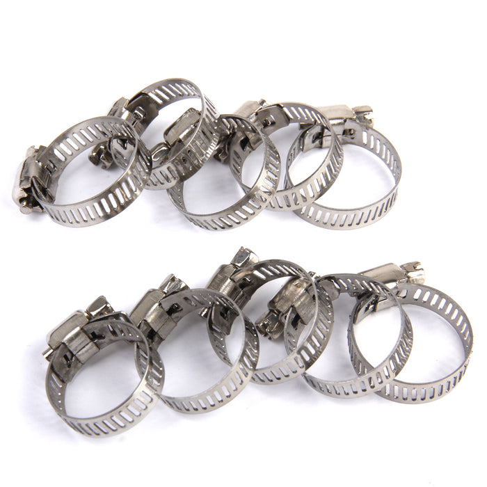 Crofta 10xAdjustable Fuel Petrol Pipe Hose Clips Stainless Spring Clamps  Φ16-25mm