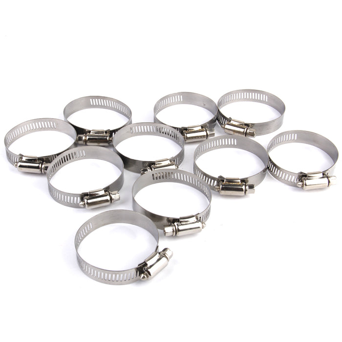 Crofta 10xAdjustable Fuel Petrol Pipe Hose Clips Stainless Spring Clamps  Φ38-57mm