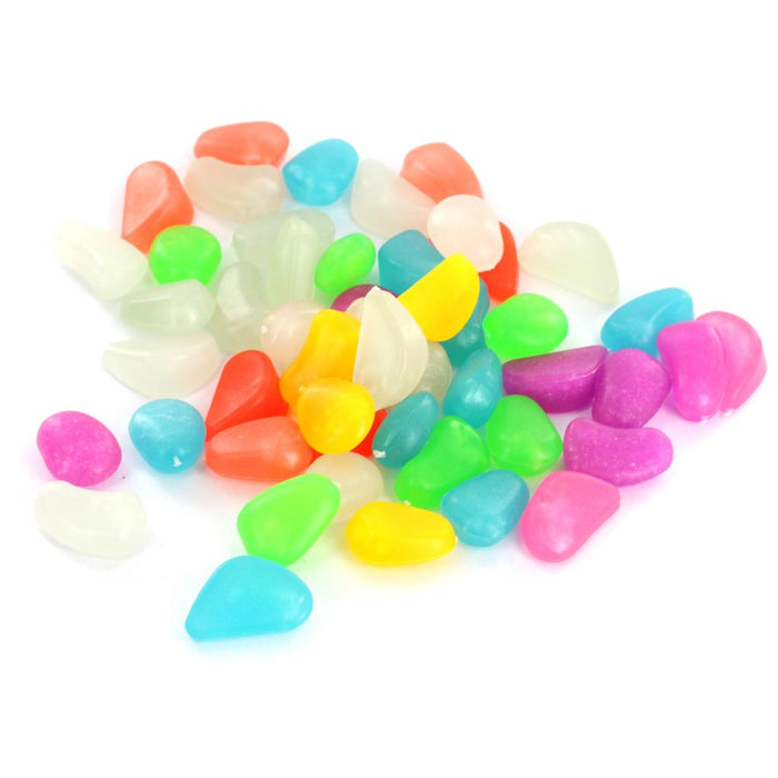 Crofta Plastic Glow In The Dark Stone Pebbles Aquarium Fish Tank Flower Pot Road Wall Swimming Pool Decorations Random PACK OF 50PCS