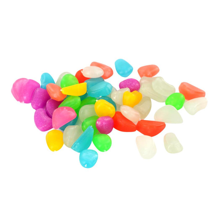 Crofta Plastic Glow In The Dark Stone Pebbles Aquarium Fish Tank Flower Pot Road Wall Swimming Pool Decorations Random PACK OF 50PCS