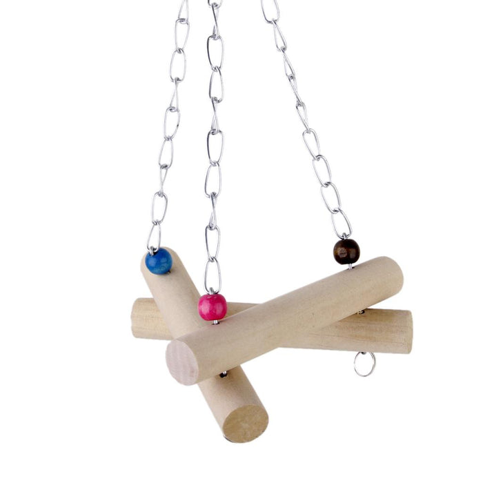 Crofta Wooden Bird Triangle Swing Bird Toy Cage Toys for Squirrels Parrots