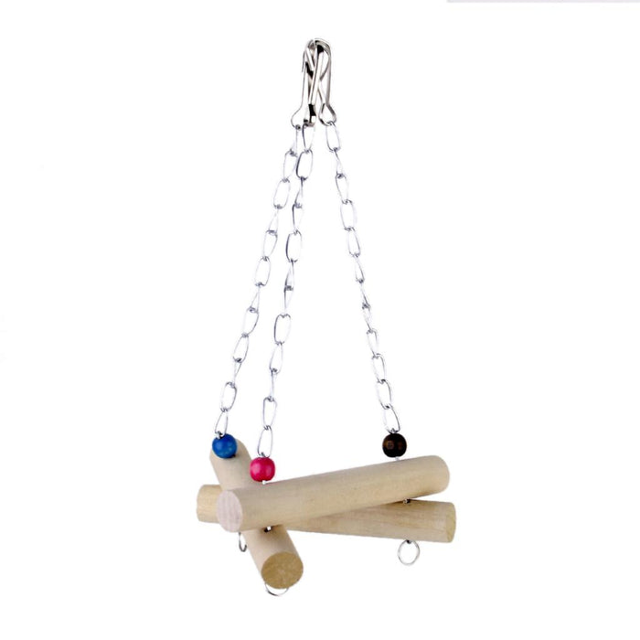 Crofta Wooden Bird Triangle Swing Bird Toy Cage Toys for Squirrels Parrots