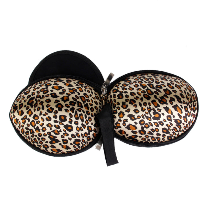 Crofta Portable Silicone Invisible Bra Underwear Lingerie Case Bag Leopard Print