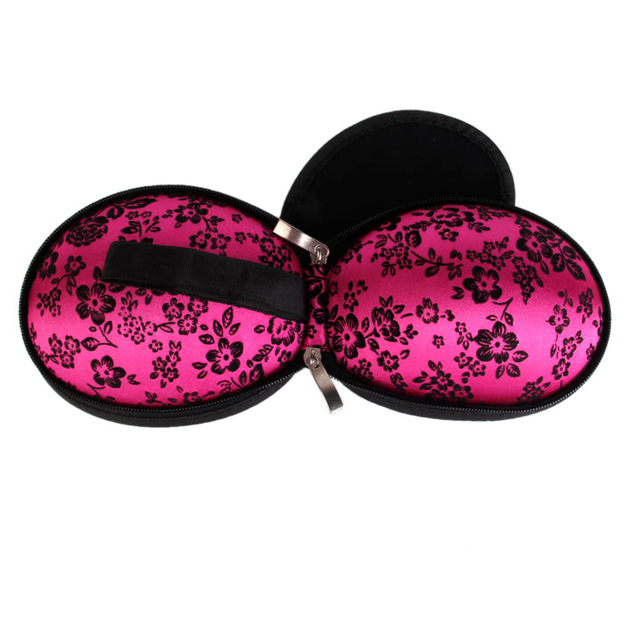 Crofta Portable Silicone Invisible Bra Underwear Lingerie Case Bag Flower Print