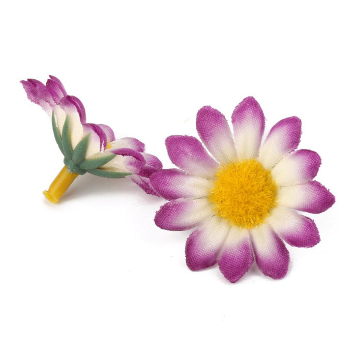 Crofta 100 Pieces Gerbera Daisy Head Artificial Silk Flower White with purplish red