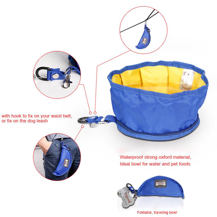 Crofta Pet Dog Cat Travel Supplies Waterproof Durable Foldable Bowl Food Feeder For Camping Travel Hiking Black