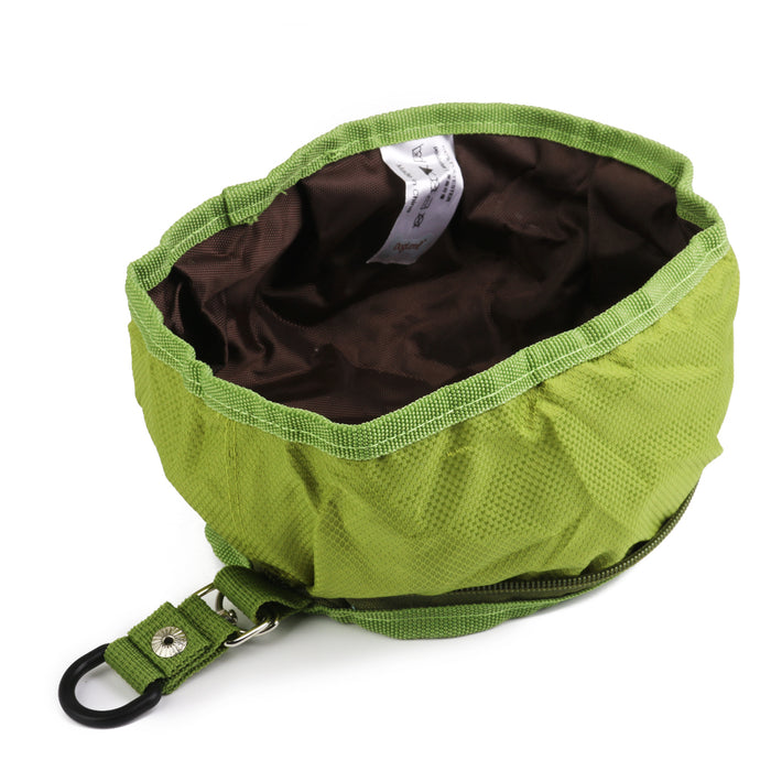 Crofta Pet Dog Cat Travel Supplies Waterproof Durable Foldable Bowl Food Feeder For Camping Travel Hiking Green