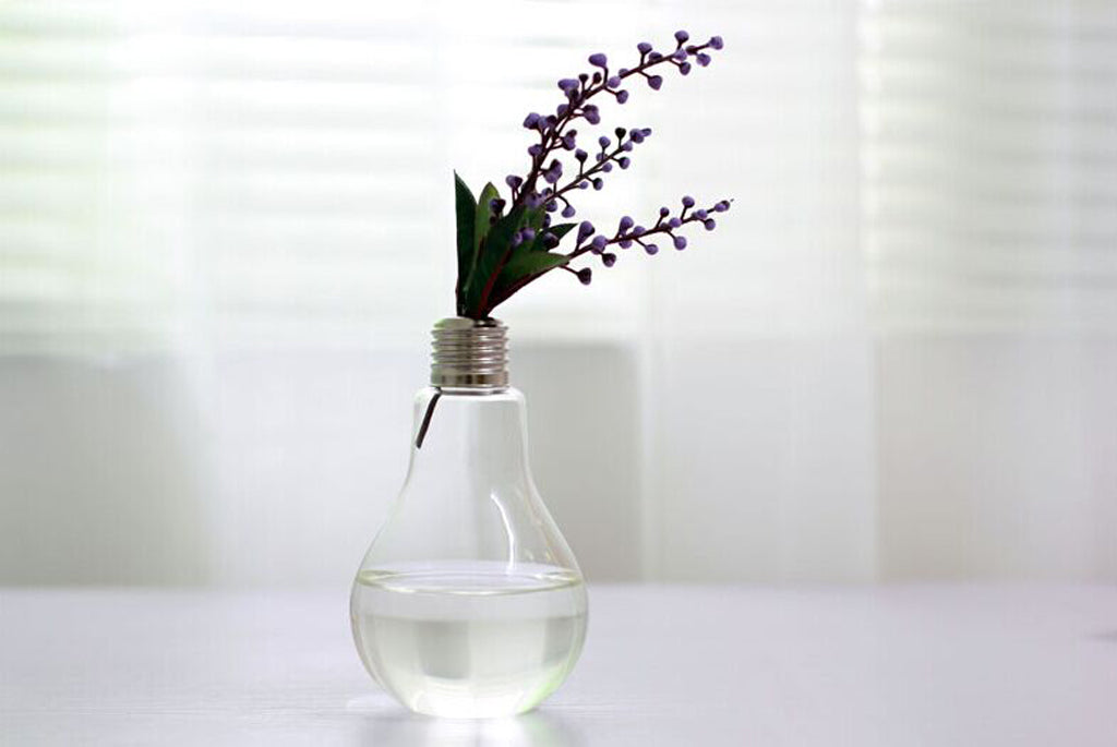 Crofta Bulb Shaped Transparent Table Glass Bottle Vase for Plant Flower Decoration