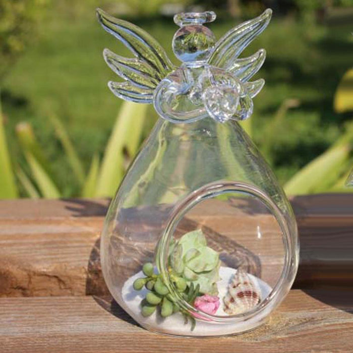 Crofta 3pcs Clear Glass Angle Design Clear Glass Flower Vase Air Plants Hydroponic Pot Tea Light Candle Holder