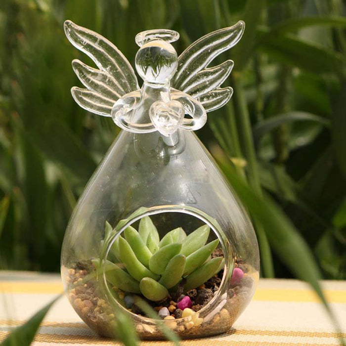 Crofta Glass Flower Vase Hydroponic Terrarium Bottle Candlestick Decoration - Angel