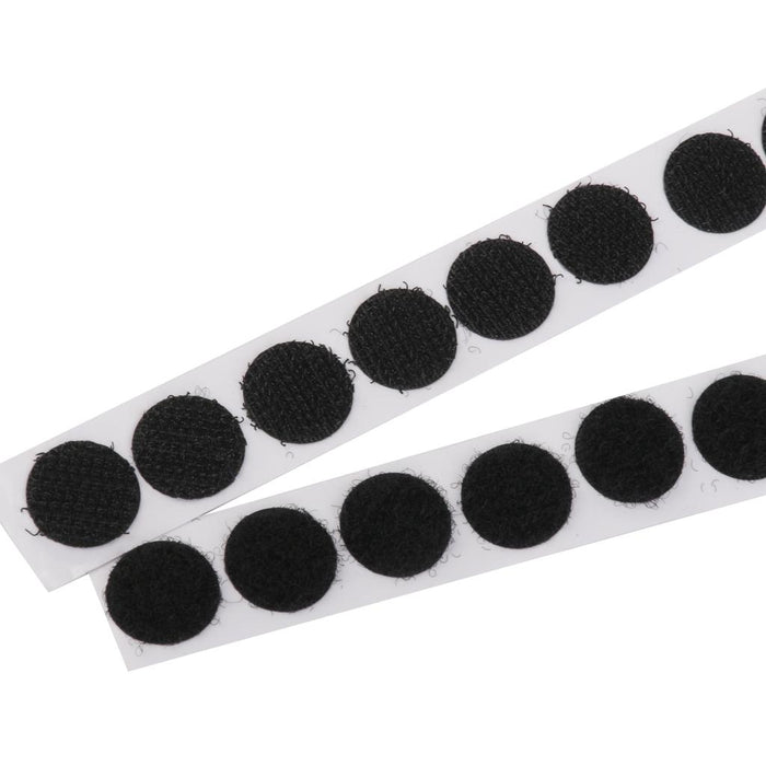 Crofta 140 Pieces Self Adhesive Hook Loop Coins Dots 16 mm Black