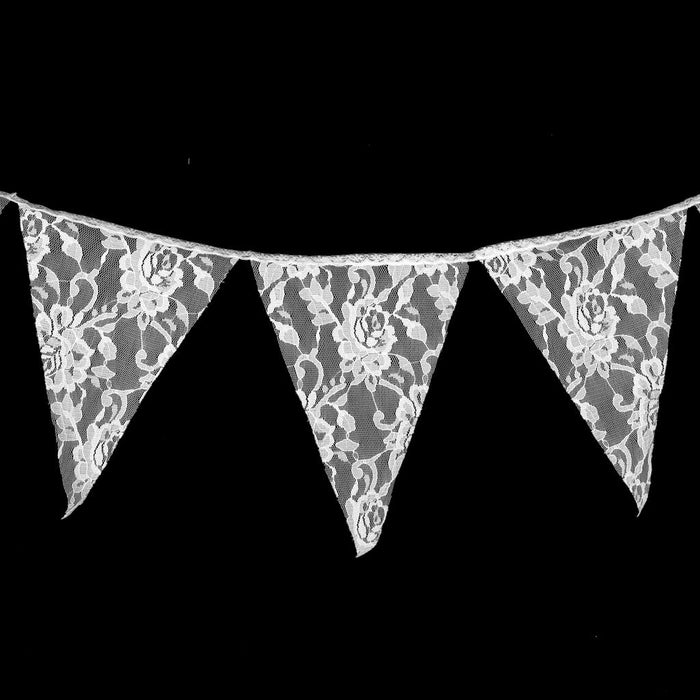 White Cotton Lace Flag Banner Bunting Pennant Wedding/Birthday Party Decor