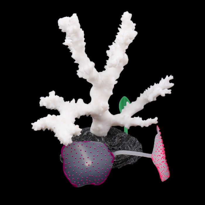 Crofta Aquarium Fish Tank Soft Silicone Sea Plant Fake Coral Decor Ornament White