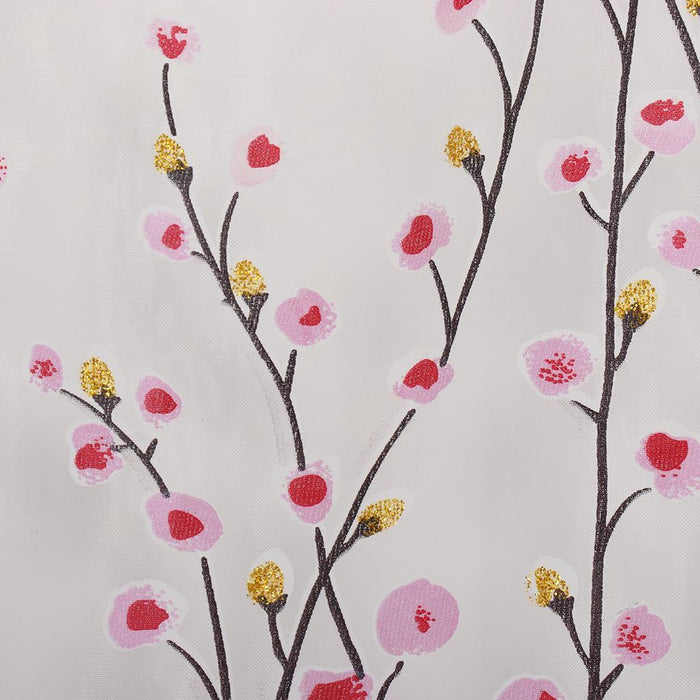 Crofta 100x280cm Plum Blossom Wintersweet Curtain Balcony Tulle Room Divider -Pink