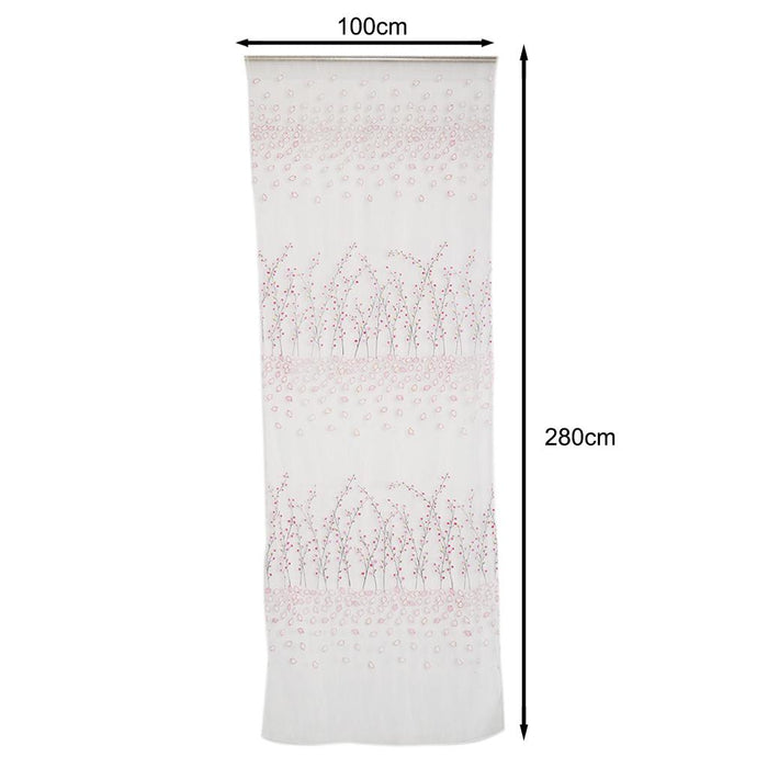 Crofta 100x280cm Plum Blossom Wintersweet Curtain Balcony Tulle Room Divider -Pink