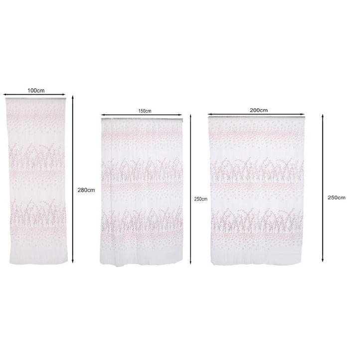 Crofta 100x280cm Plum Blossom Wintersweet Curtain Balcony Tulle Room Divider -Pink