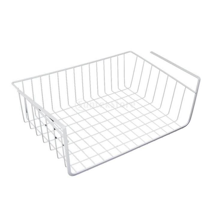 Crofta Wire Dish Drying Rack Under Shelf Cabinet Basket for Pants Fruits Food Organizer White