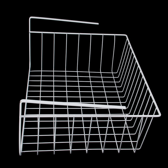 Crofta Wire Dish Drying Rack Under Shelf Cabinet Basket for Pants Fruits Food Organizer White