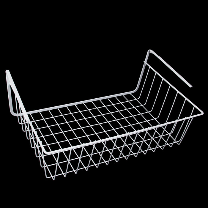 Crofta Wire Dish Drying Rack Under Shelf Cabinet Basket for Pants Fruits Food Organizer White