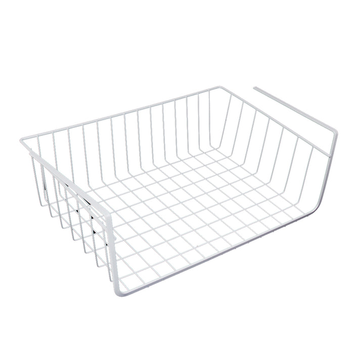 Crofta Wire Dish Drying Rack Under Shelf Cabinet Basket for Pants Fruits Food Organizer White