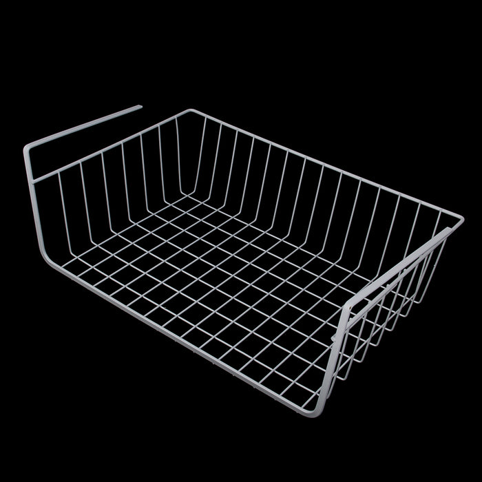 Crofta Wire Dish Drying Rack Under Shelf Cabinet Basket for Pants Fruits Food Organizer White