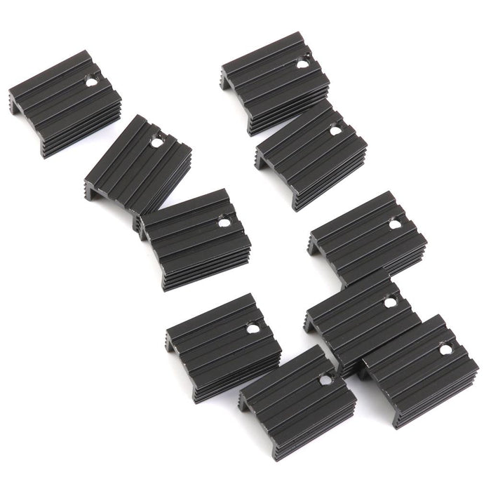 Crofta 10Pcs Black 20x15x10mm Aluminum Heat Sink Cooling Fin for TO-220 Triode IC