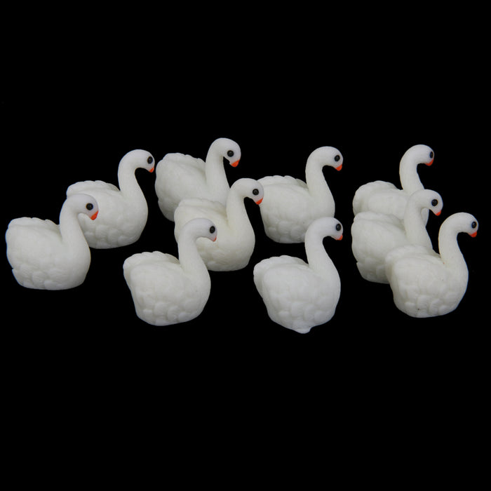 Crofta 10pcs Miniature Dollhouse Bonsai Fairy Garden Landscape Swan Decor White