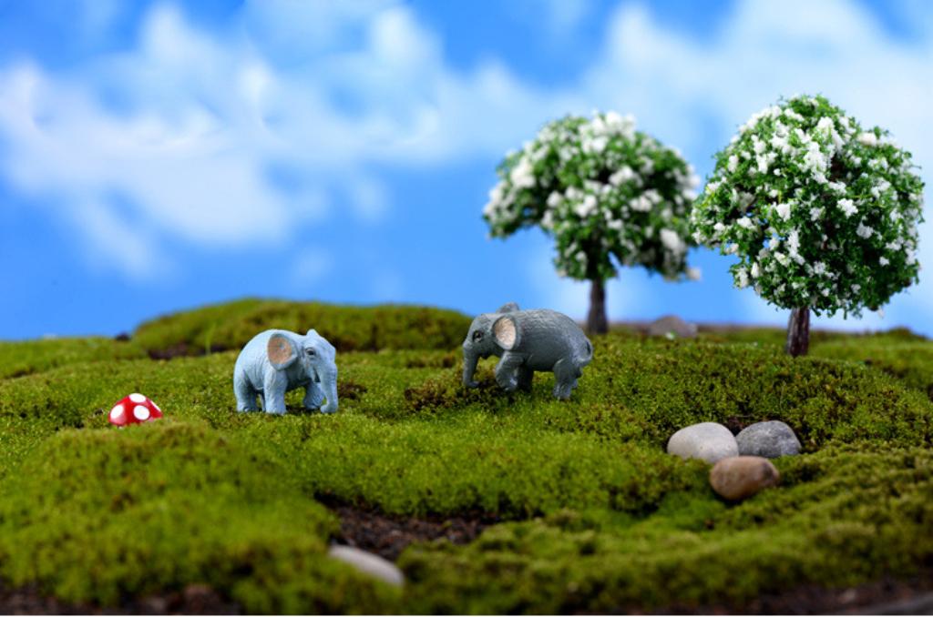 Crofta 10pcs Miniature Dollhouse Bonsai Fairy Garden Micro Landscape Elephant Decor