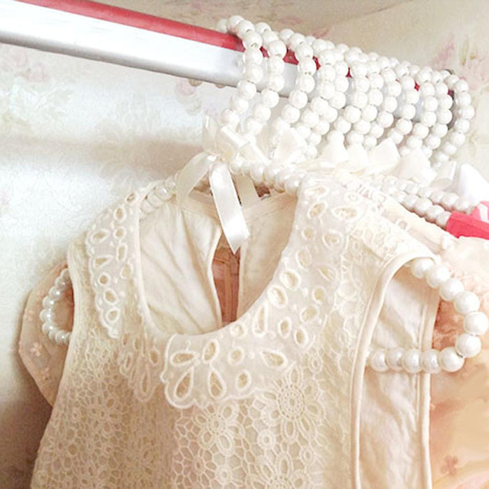 Crofta 10 Piece Pearl Beaded Clothes Pants Hanger Trousers Dress Holder White