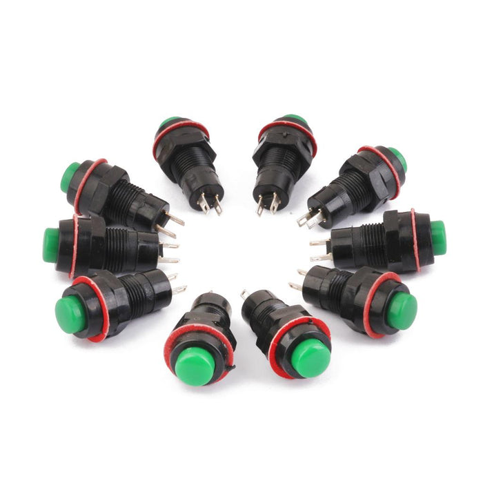 Crofta 10 x Car Boat Locking Dash ON-OFF Push Button 2-Pin Latching Switch Green