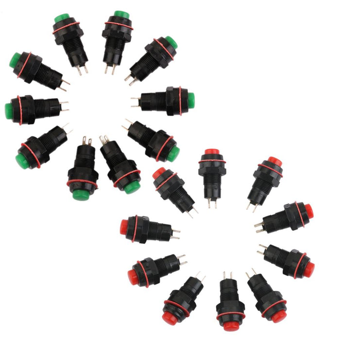 Crofta 10 x Car Boat Locking Dash ON-OFF Push Button 2-Pin Latching Switch Green