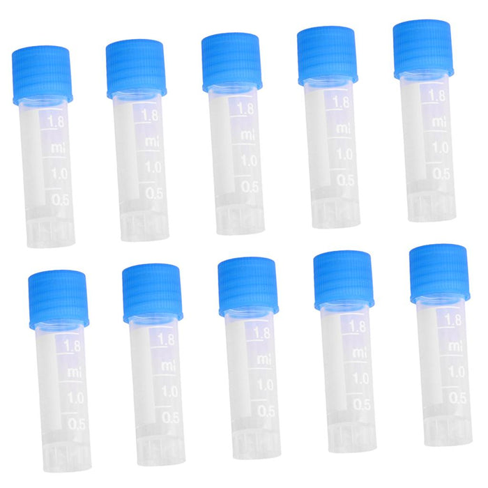 Crofta 10pcs 1.8ml Plastic Graduated Cryovial Test Tube Sample w/ Screw Cap