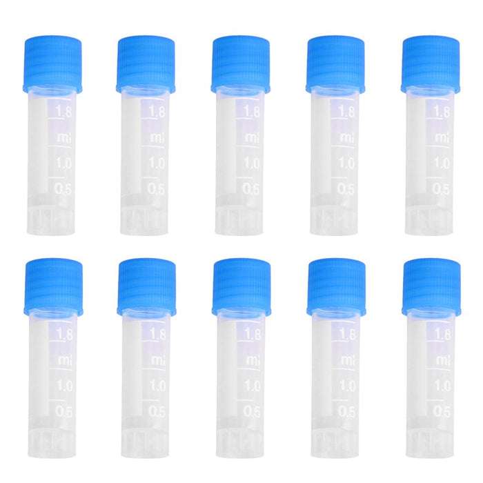 Crofta 10pcs 1.8ml Plastic Graduated Cryovial Test Tube Sample w/ Screw Cap