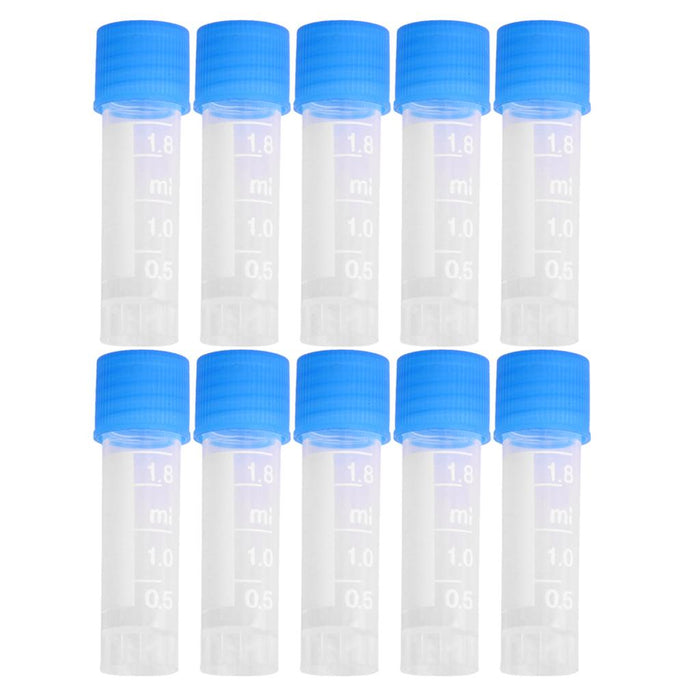 Crofta 10pcs 1.8ml Plastic Graduated Cryovial Test Tube Sample w/ Screw Cap