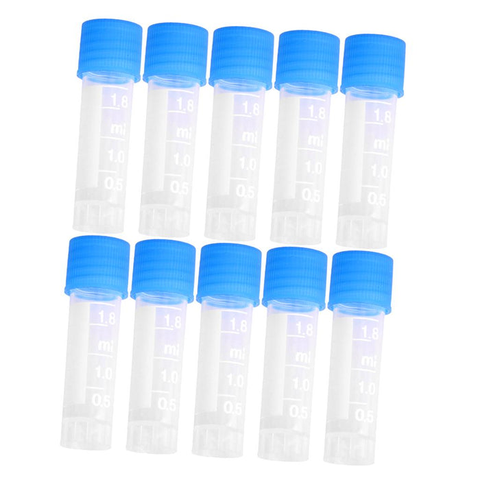 Crofta 10pcs 1.8ml Plastic Graduated Cryovial Test Tube Sample w/ Screw Cap