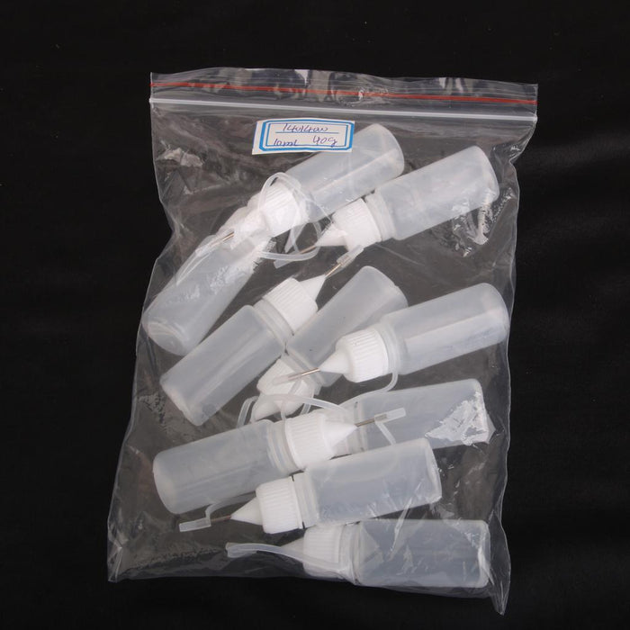 Crofta 10pcs 10ml Needle Tip Empty Plastic Squeezable Dropper Bottle Liquid Storage