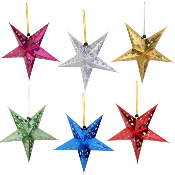 Crofta 10 x Gold Star Paper Lantern Lampshade Wedding Party Home Xmas Hanging Decor