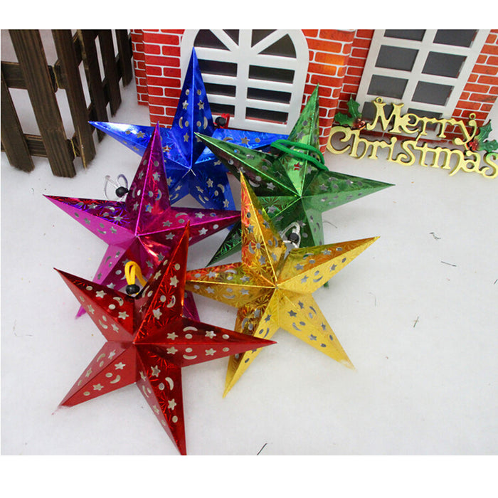 Crofta 10 x Gold Star Paper Lantern Lampshade Wedding Party Home Xmas Hanging Decor