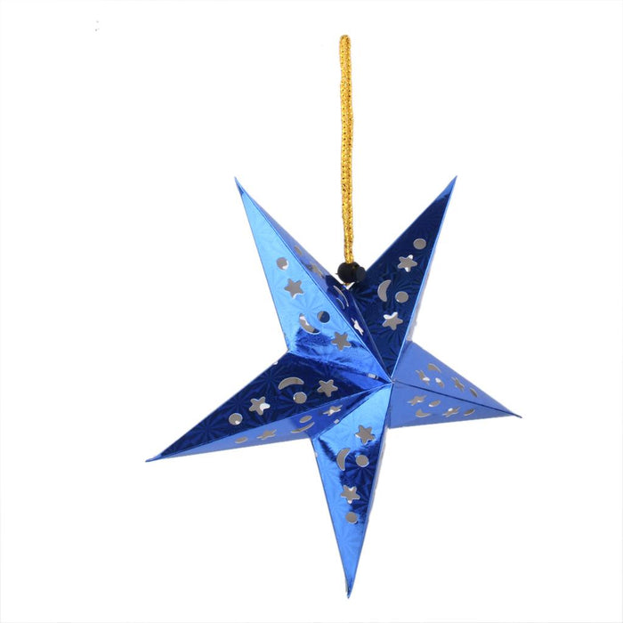 Crofta 10 x Blue Star Paper Lantern Lampshade Wedding Party Home Xmas Hanging Decor