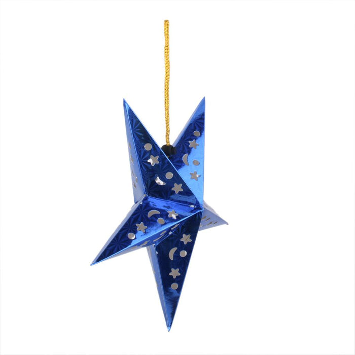 Crofta 10 x Blue Star Paper Lantern Lampshade Wedding Party Home Xmas Hanging Decor