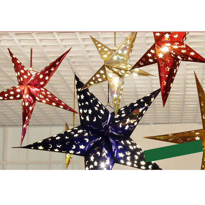 Crofta 10 x Blue Star Paper Lantern Lampshade Wedding Party Home Xmas Hanging Decor